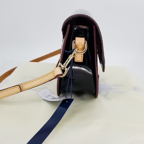 NWT Dooney & Bourke Black Patent Leather Convertible Saddle Bag / Gold Hardware - Picture 4 of 10